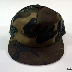 Vintage Bridgestone Camo Snapback Trucker Hat Cap Spellout Logo